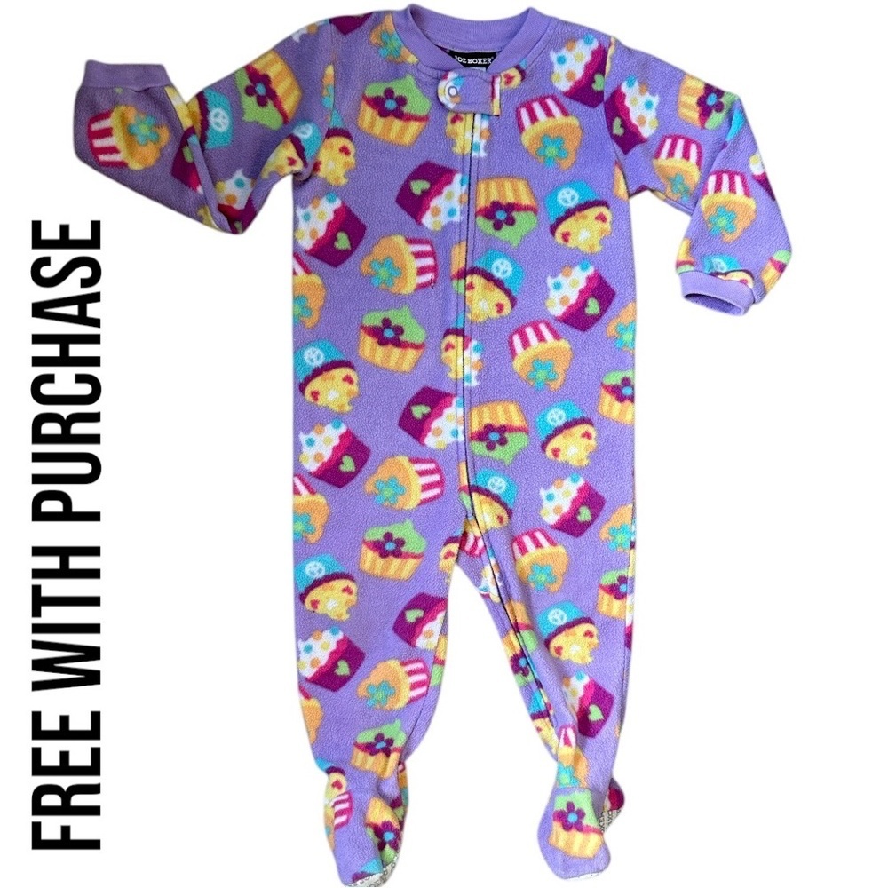 Joe Boxer Toddler Girl Zip Fleece Pajamas Purple Cupcake One Piece 24 Months